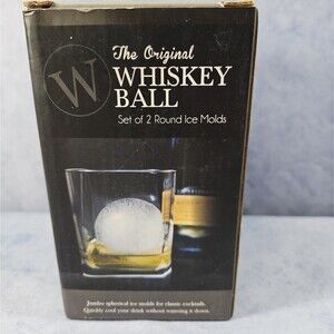 The Original WHISKEY BALL Set of 2 Round Ice Molds ~ New in open box